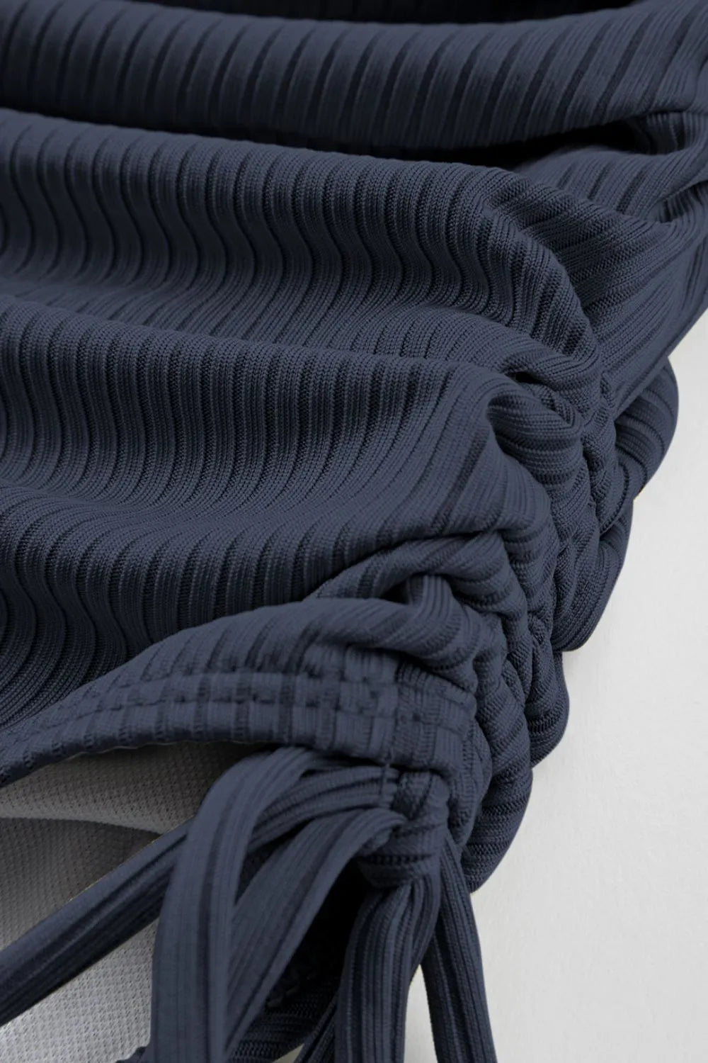 Ribbed Drawstring Sides Cutout One Piece Swimsuit Fitggins