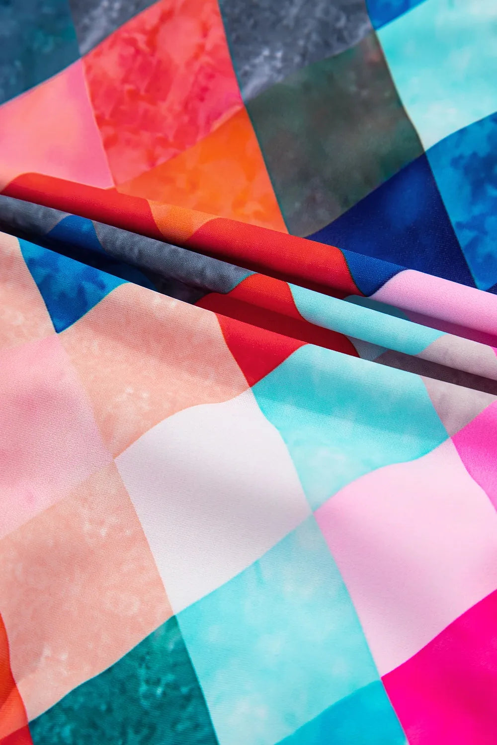 Multicolor Plaid Print Frill Backless One-Piece Swimwear Fitggins