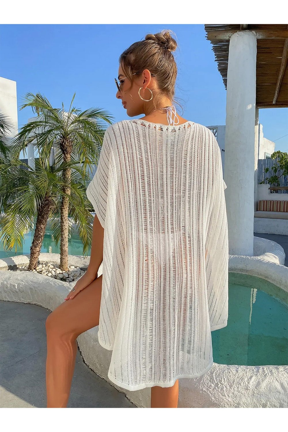 Tassel Half Sleeve Cover Up - Cover-Ups - FITGGINS