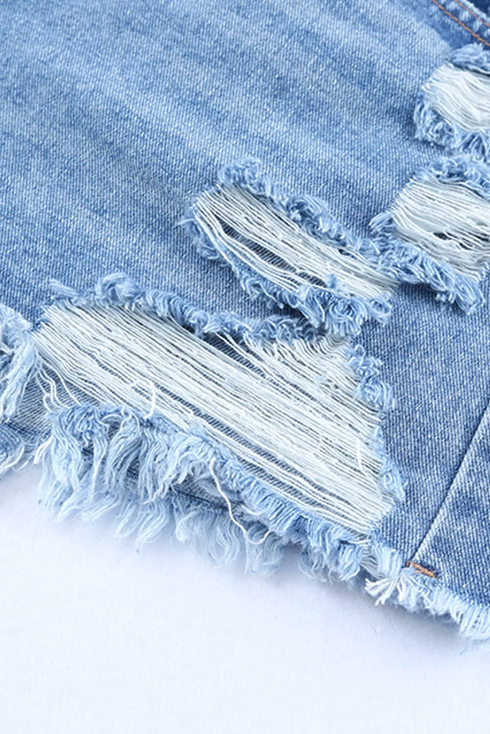High Rise Crossover Waist Denim Shorts Fitggins