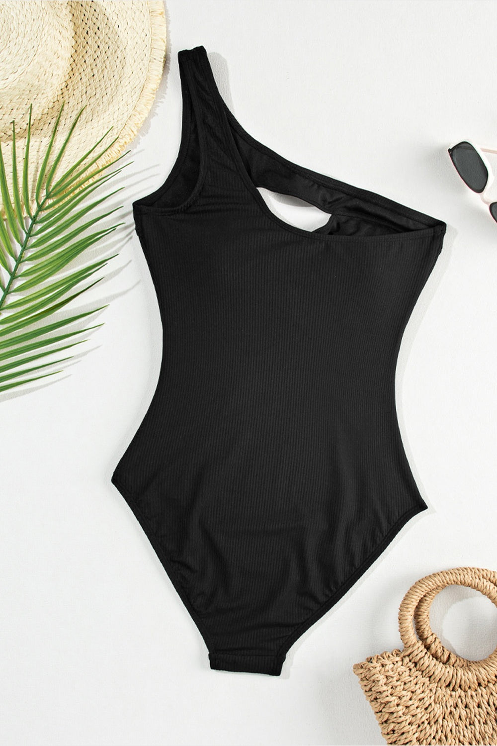 Cutout One Shoulder Sleeveless Swimwear Fitggins