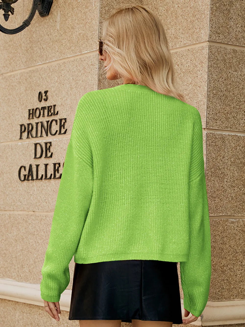 Dropped-Shoulder Button-Up Cardigan Fitggins