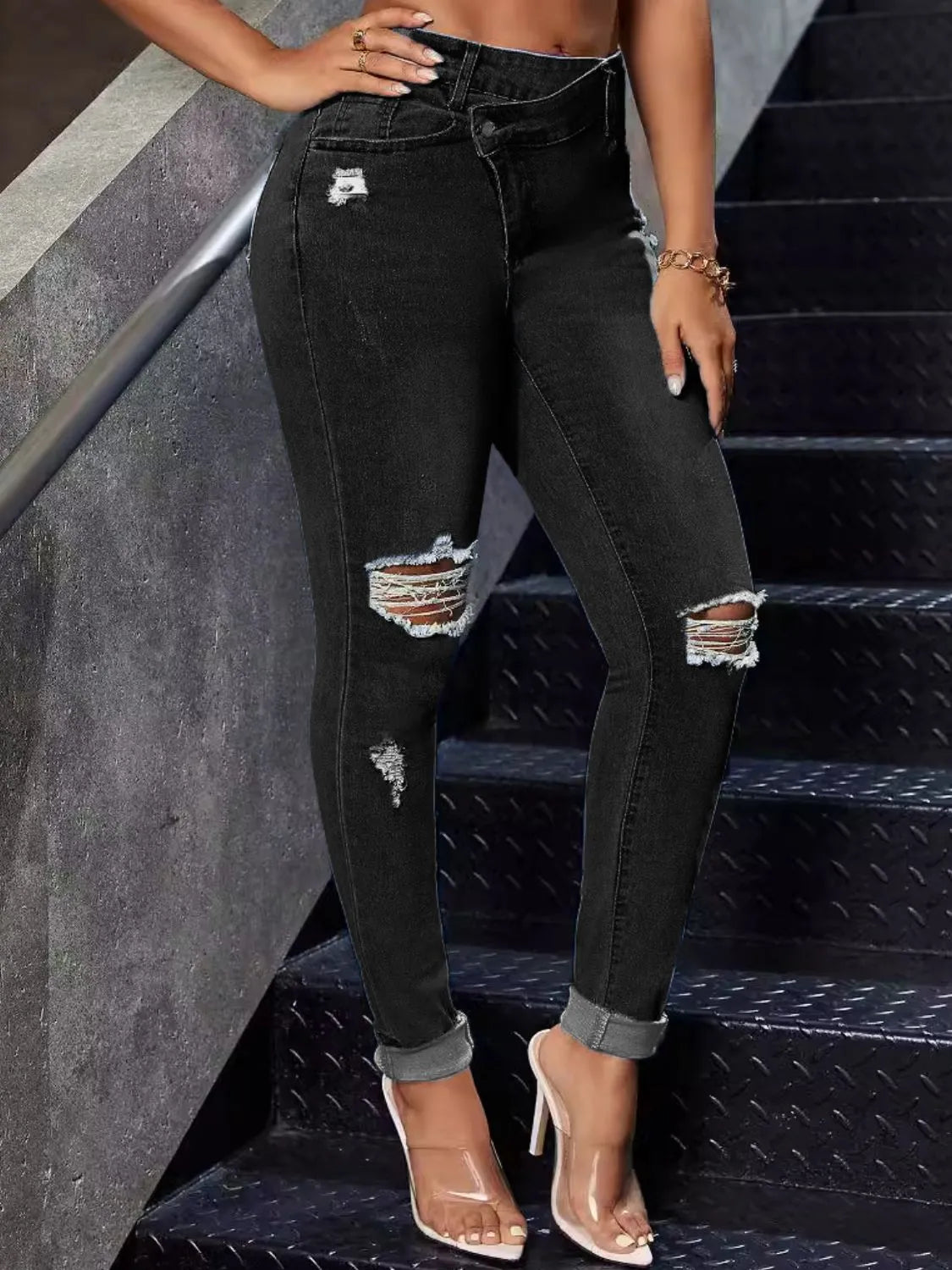 Distressed Skinny Jeans Fitggins
