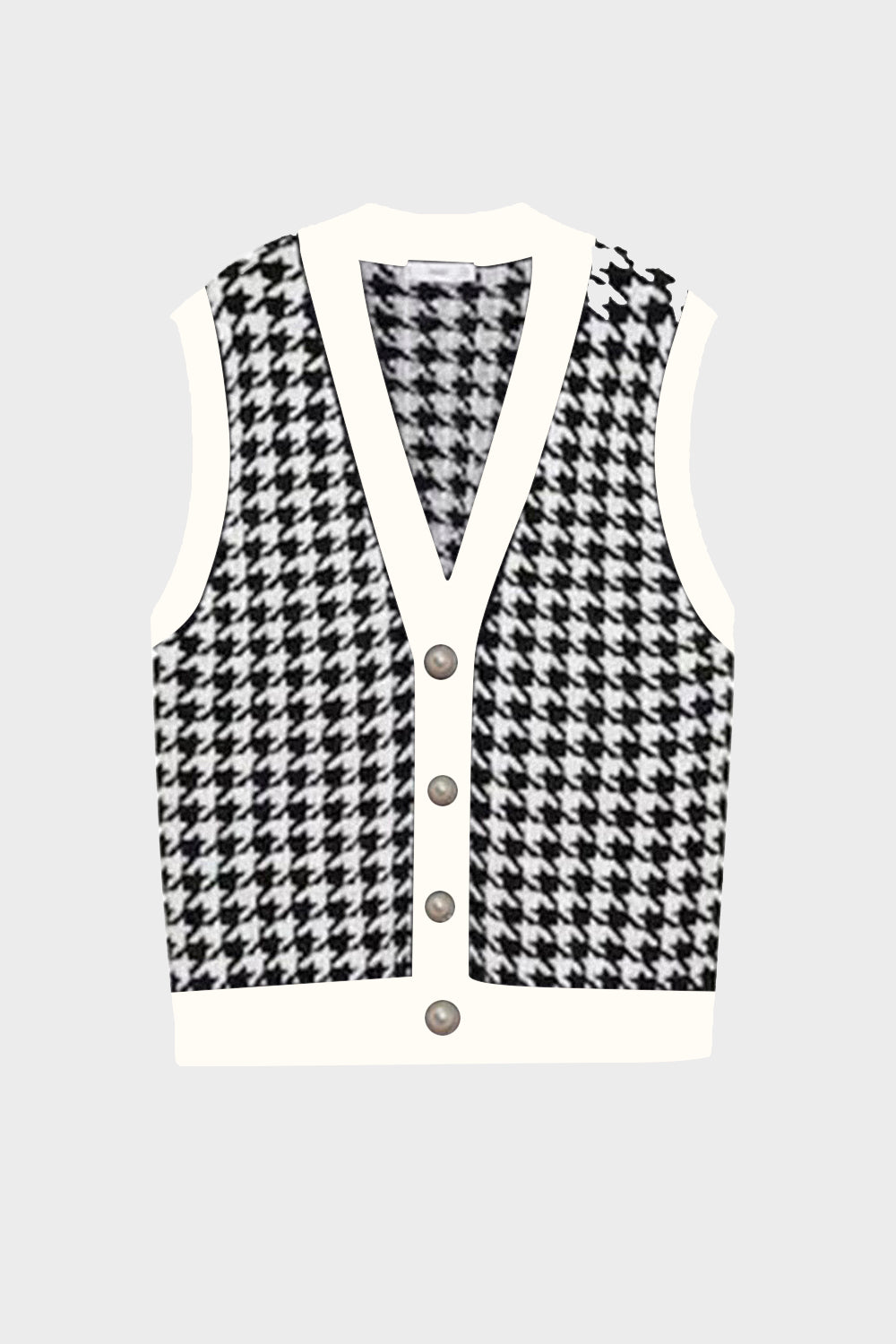 Houndstooth Button Front Sweater Vest Fitggins