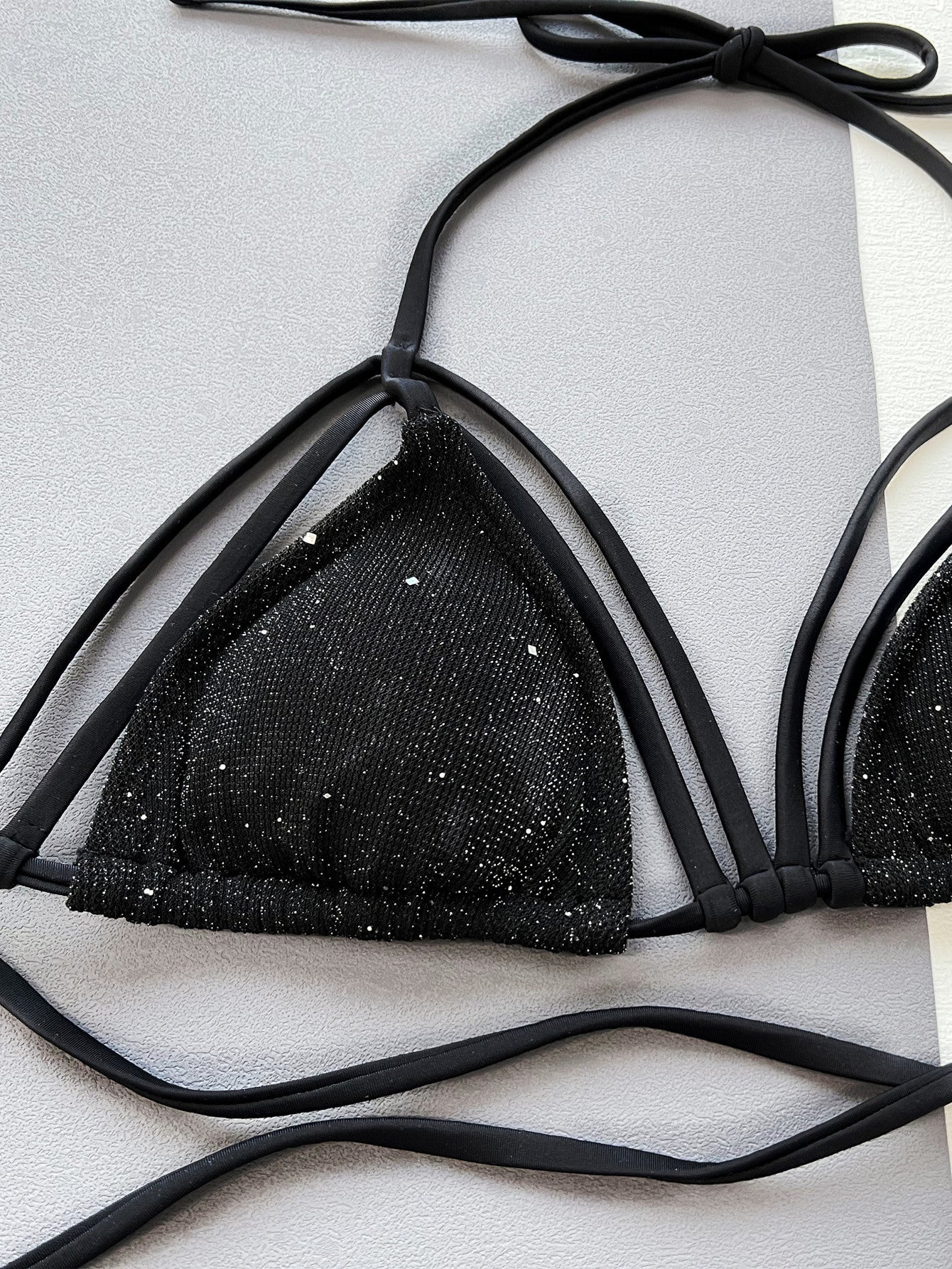 Glitter Halter Neck Strappy Two-Piece Bikini Set Fitggins