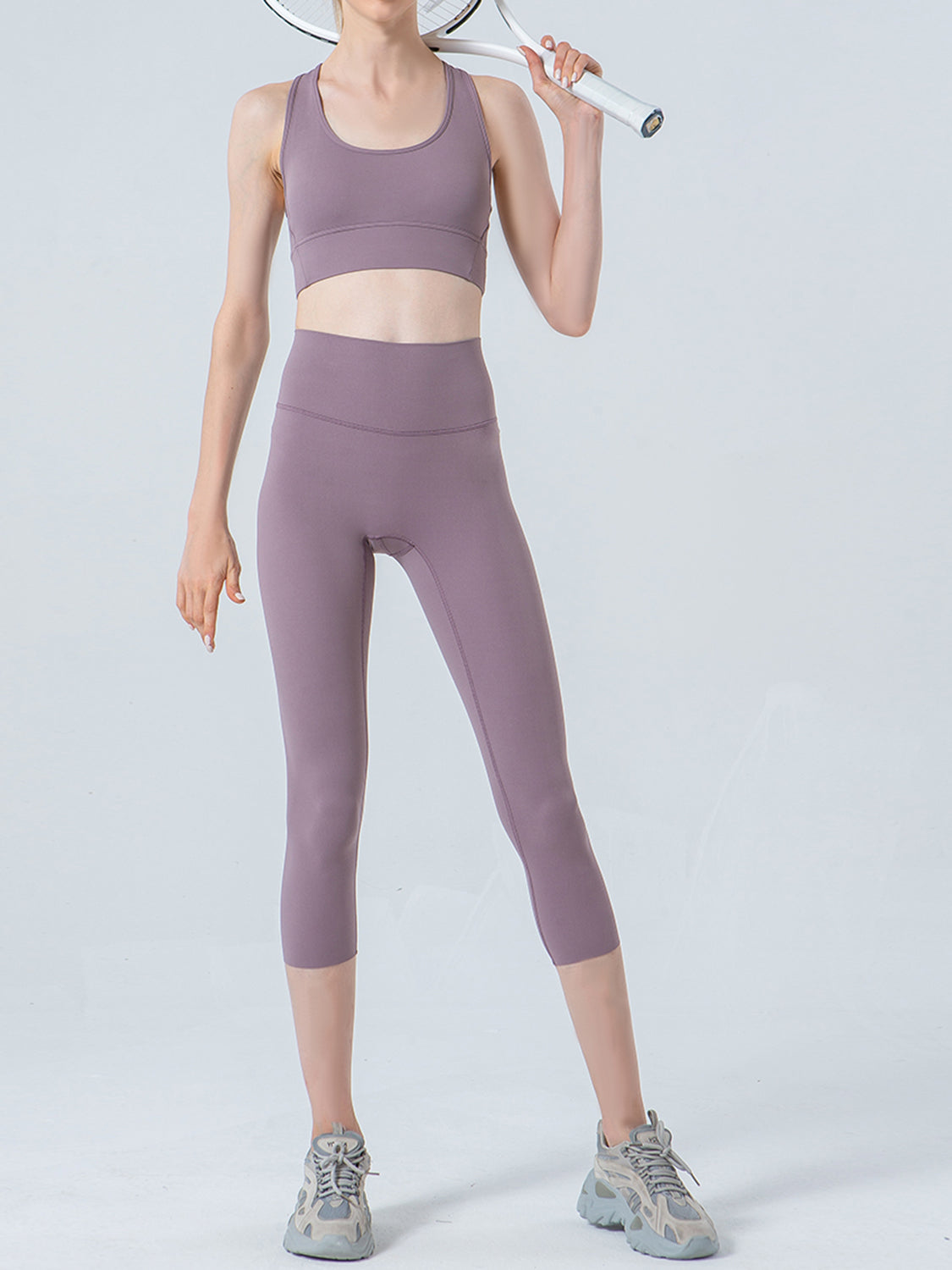 Wide Waistband Cropped Sports Leggings Fitggins