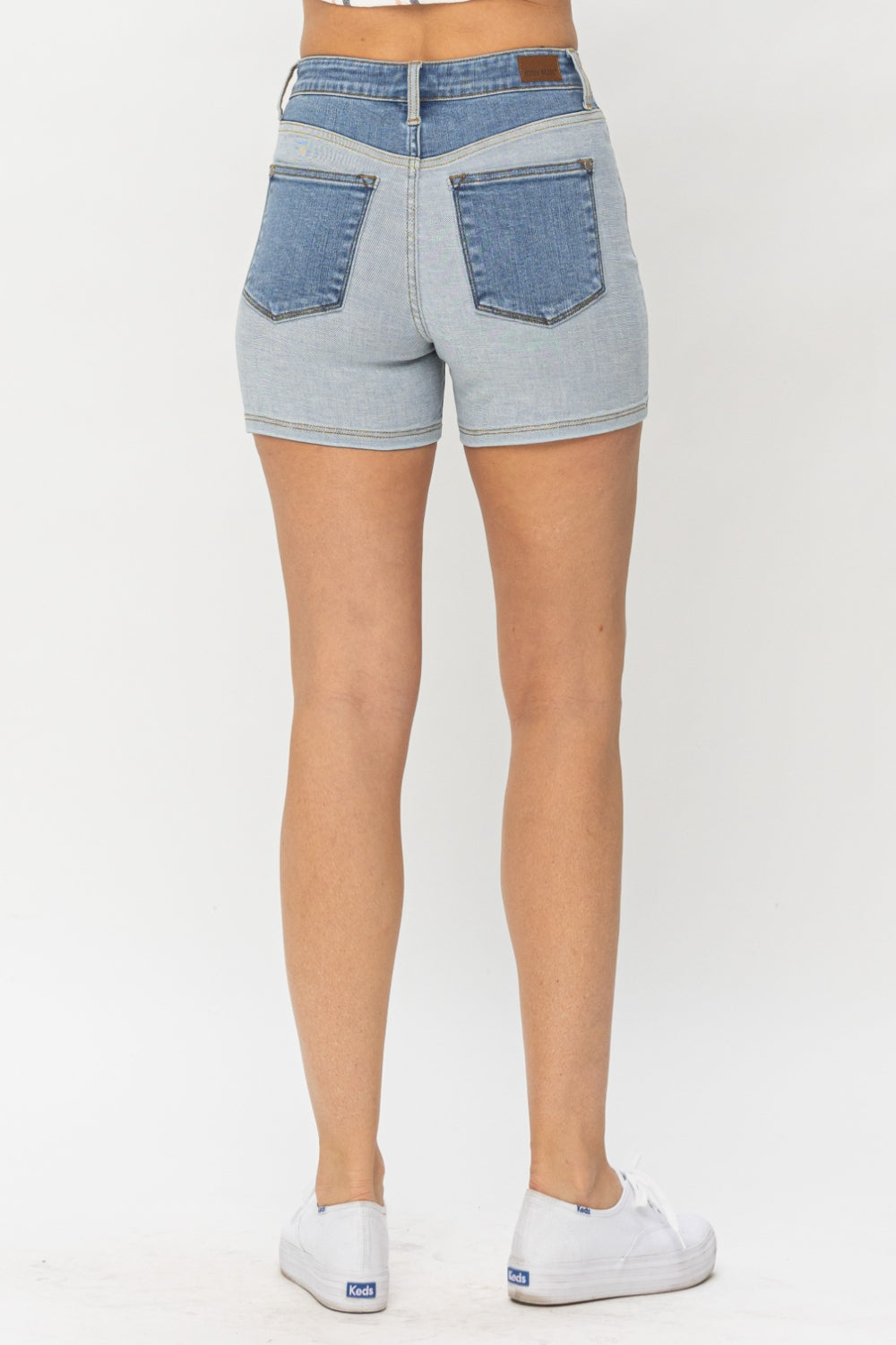Judy Blue Full Size Color Block Denim Shorts - Denim Shorts - FITGGINS