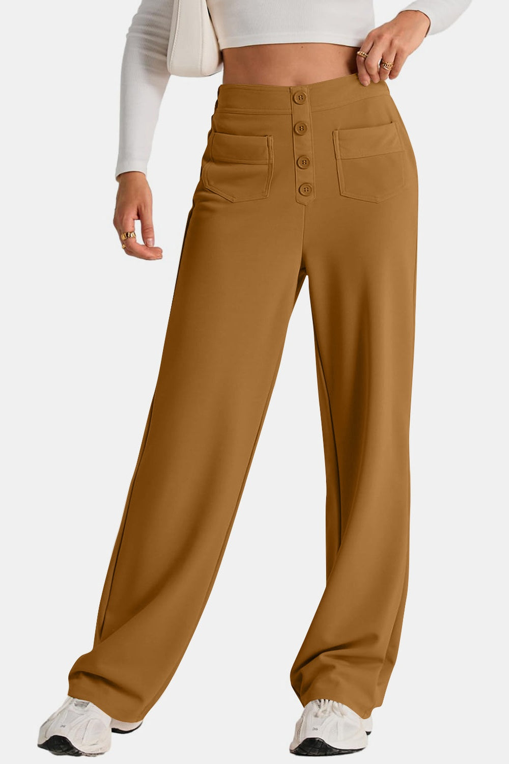 High Waist Wide Leg Pants for Comfort and Style Camel Fitggins