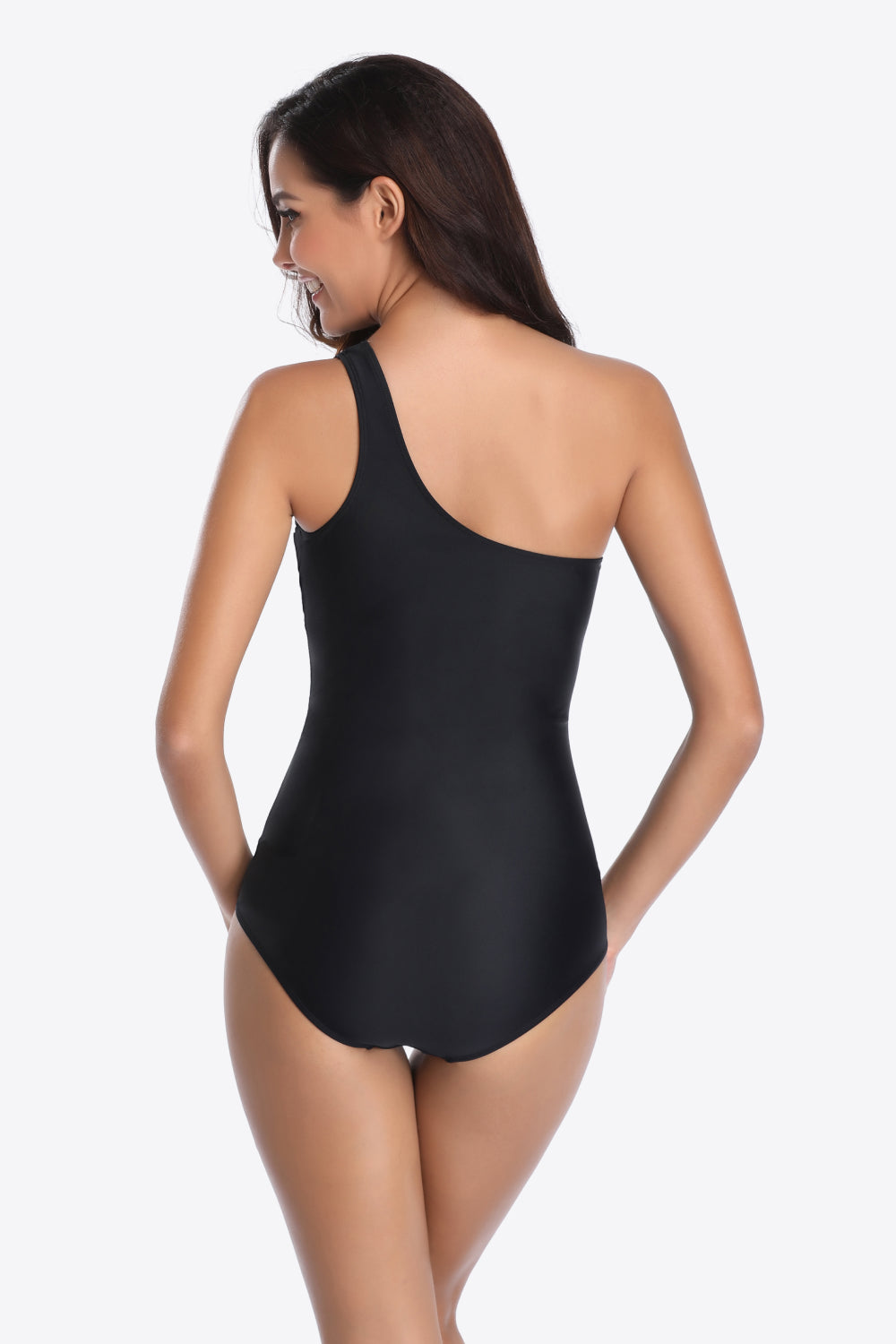 One-Shoulder Sleeveless One-Piece Swimsuit - Swimwear One-Pieces - FITGGINS
