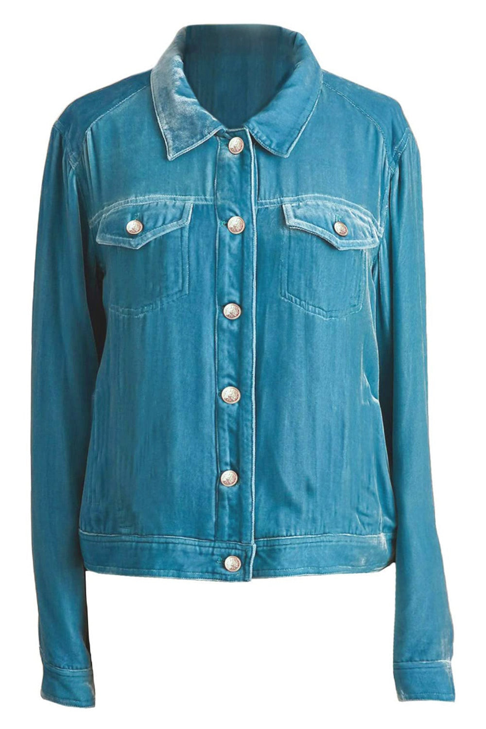 Button Up Long Sleeve Jacket with Chest Pockets Fitggins