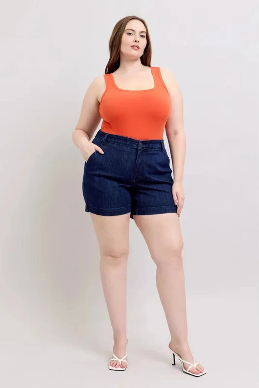 Judy Blue Plus Size High Waist Denim Shorts Fitggins