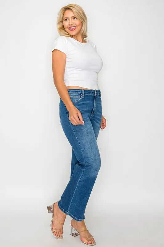 bytos Full Size Cat's Whiskers Mid Rise Ankle Jeans Fitggins