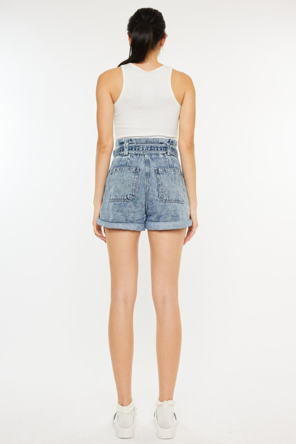Kancan Ultra High Rise Paperbag Denim Shorts - Denim Shorts - FITGGINS