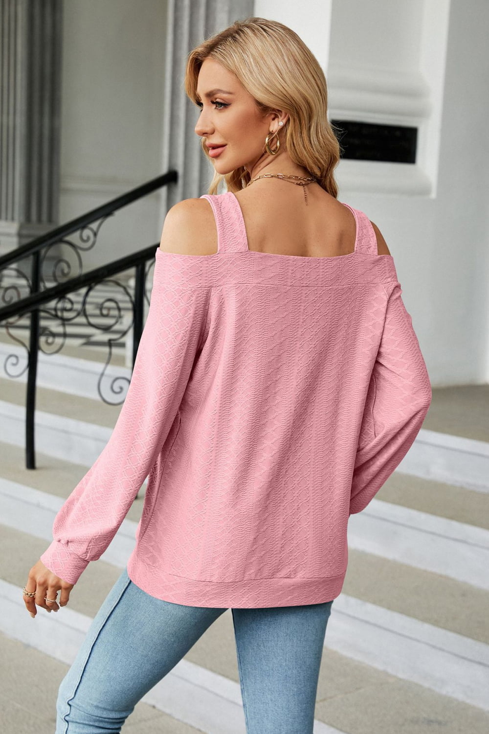 Cold Shoulder Square Neck Cutout Blouse Fitggins