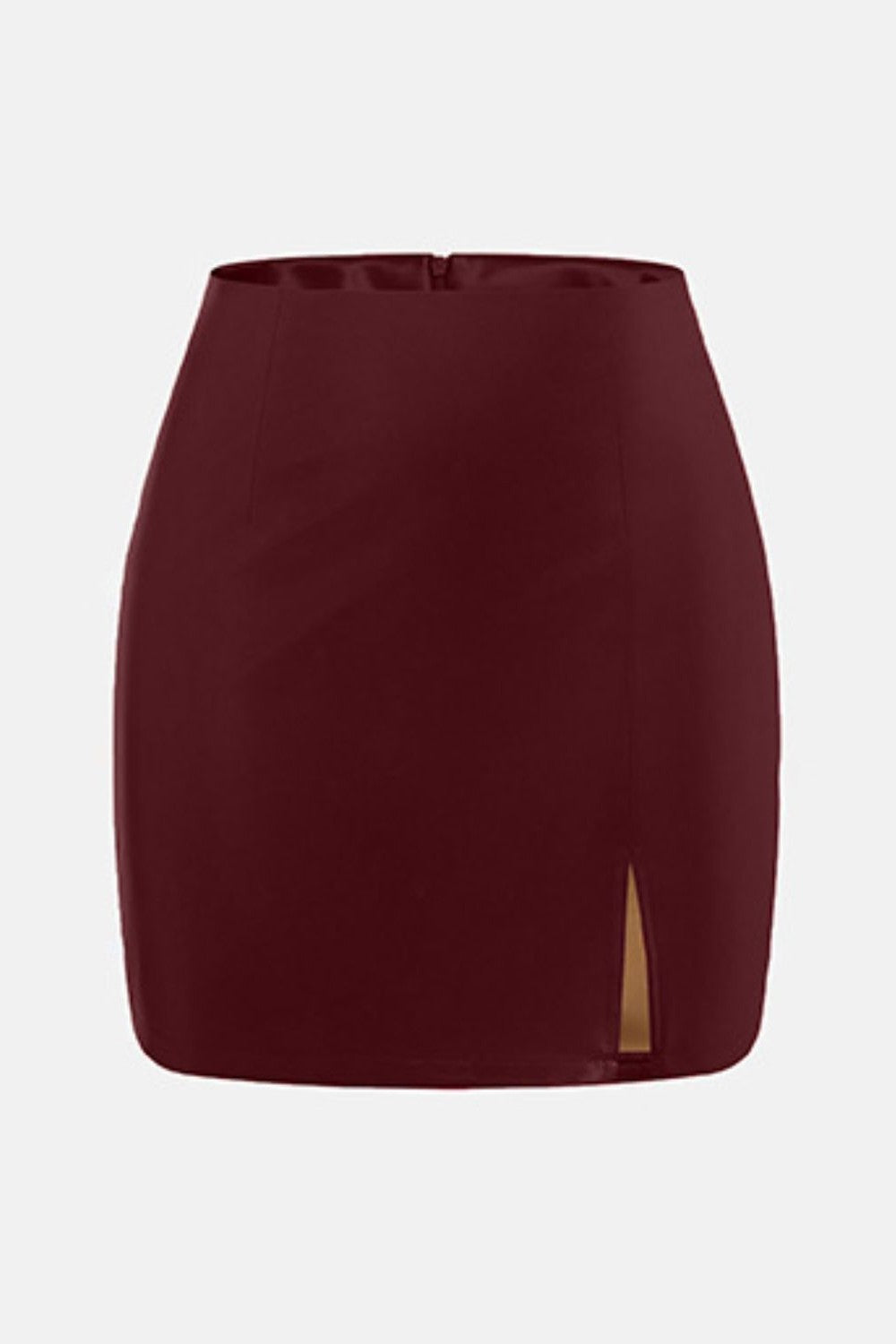 Stylish Slit Mini Skirt with Zipper Fitggins