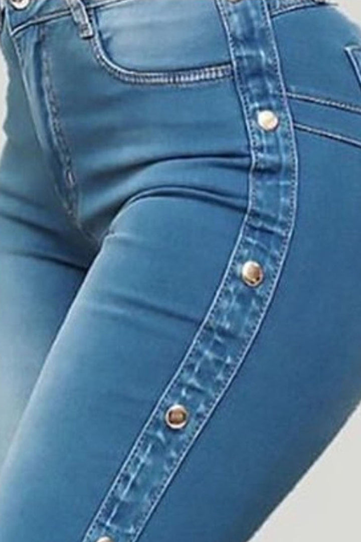 Button Detail Flare Jeans - Jeans - FITGGINS
