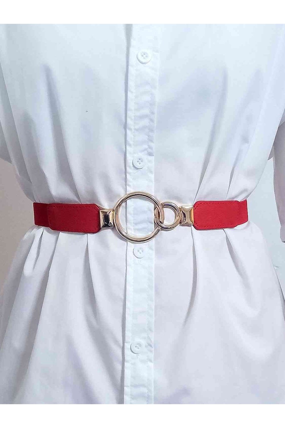 Double Ring Buckle Elastic PU Belt - Belt - FITGGINS