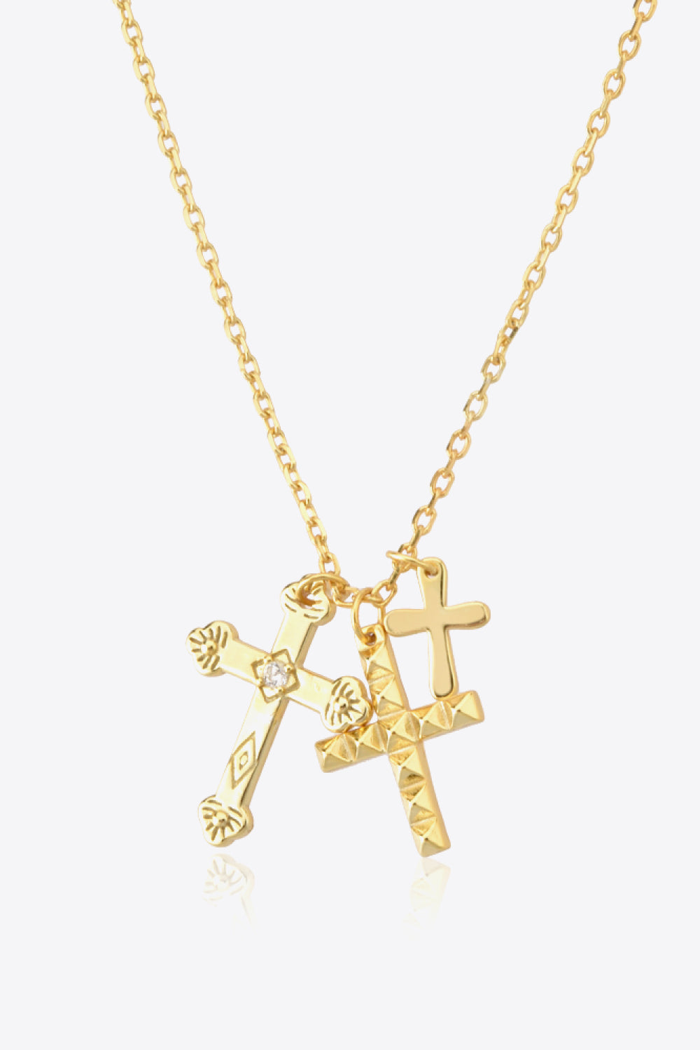 Inlaid Zircon Cross Pendant 925 Sterling Silver Necklace - Necklaces - FITGGINS