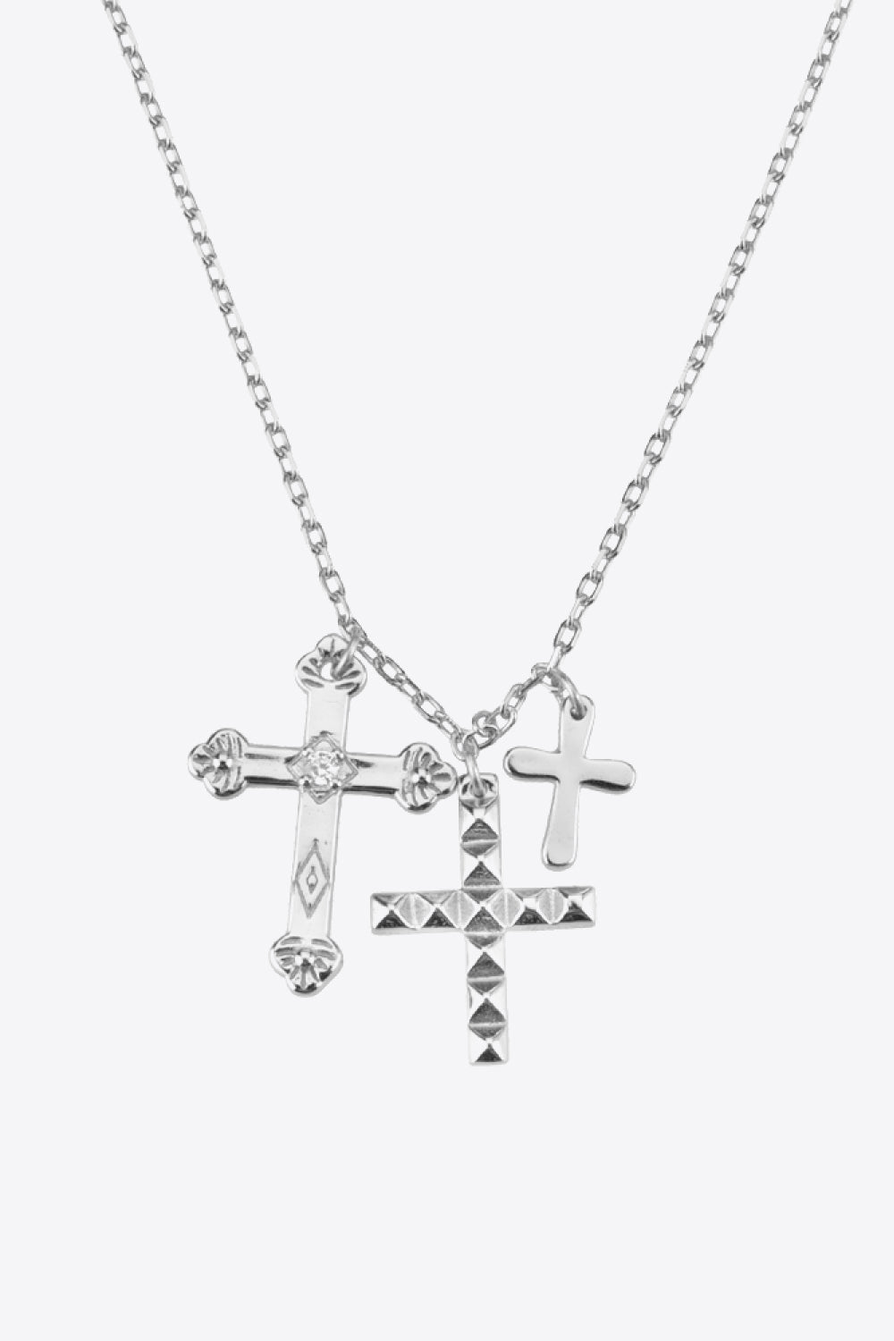 Inlaid Zircon Cross Pendant Necklace - Necklaces - FITGGINS