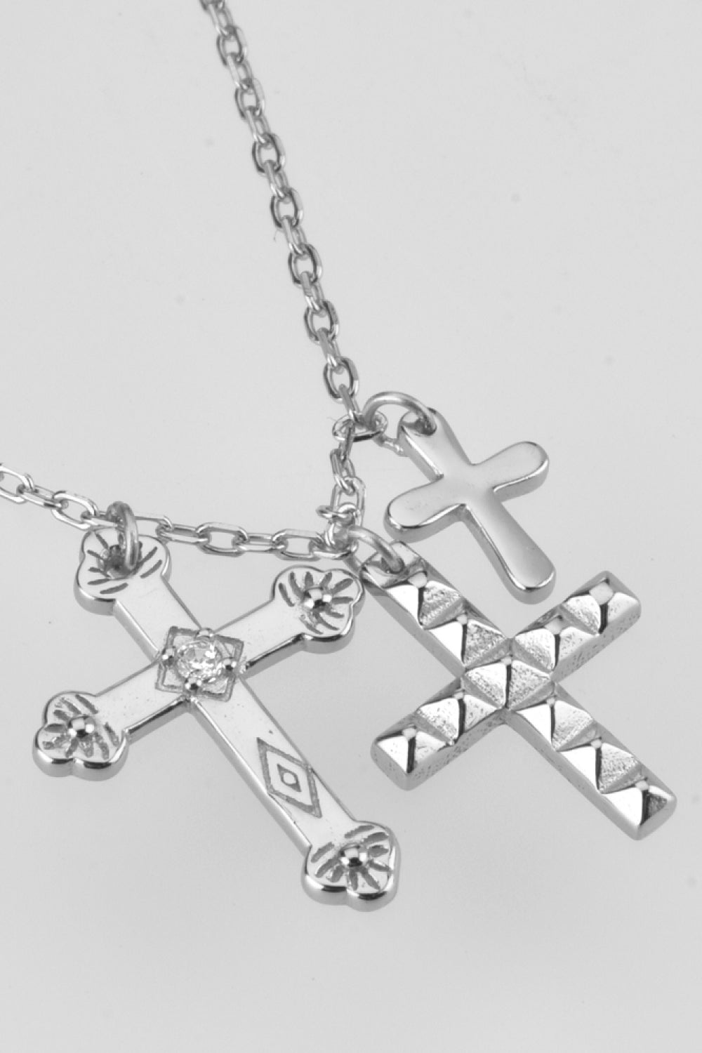 Inlaid Zircon Cross Pendant Necklace - Necklaces - FITGGINS
