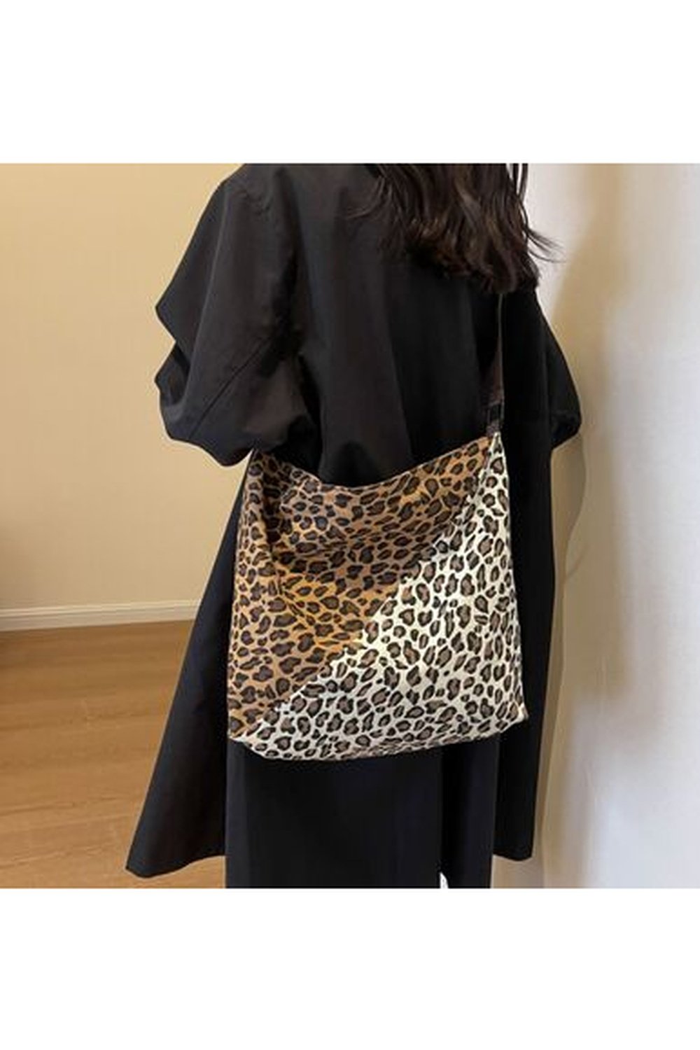 Leopard Contrast Adjustable Strap Shoulder Bag - Handbag - FITGGINS
