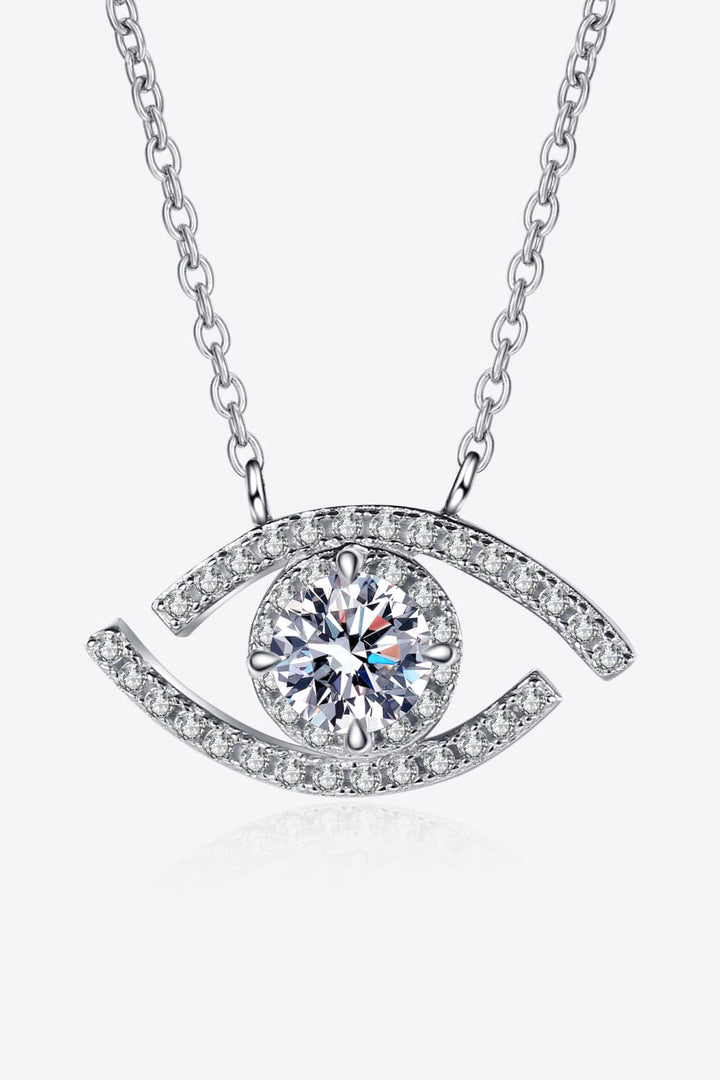 Moissanite Evil Eye Pendant 925 Sterling Silver Necklace - Necklaces - FITGGINS