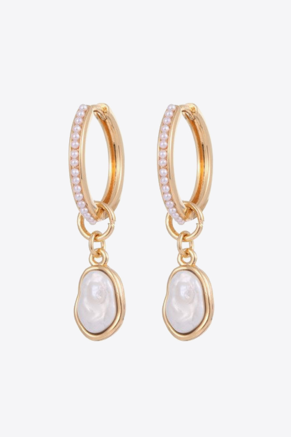 Pearl Huggie Drop Earrings - Earrings - FITGGINS