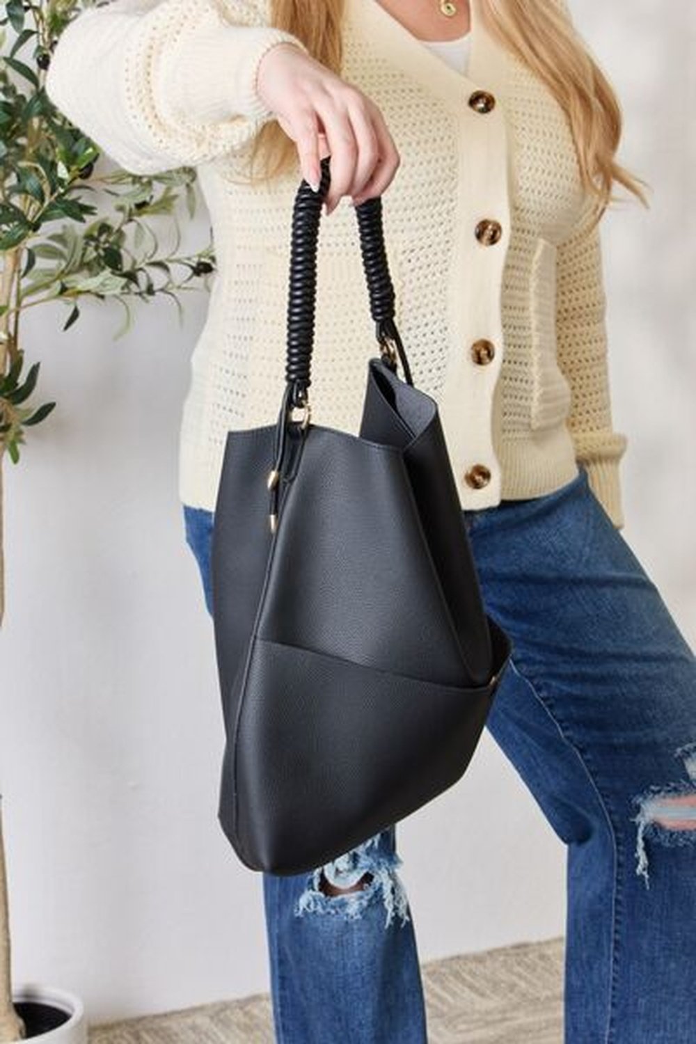 SHOMICO Vegan Leather Handbag with Pouch - Handbag - FITGGINS