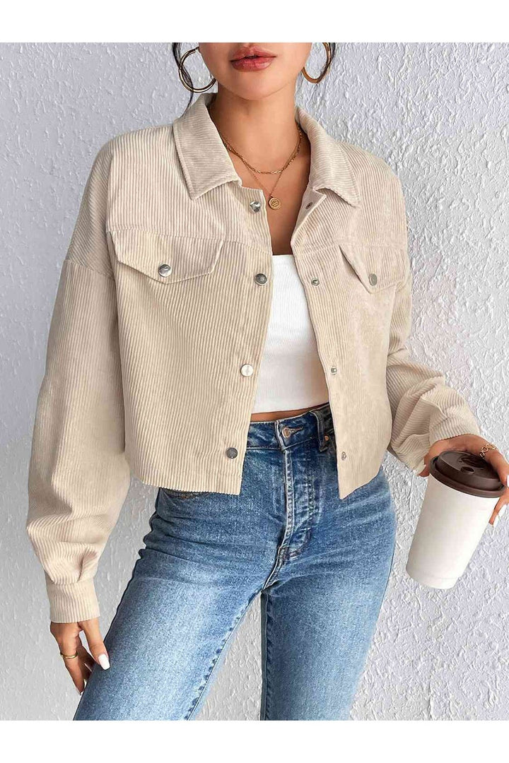 Snap Down Collared Jacket - Jackets - FITGGINS