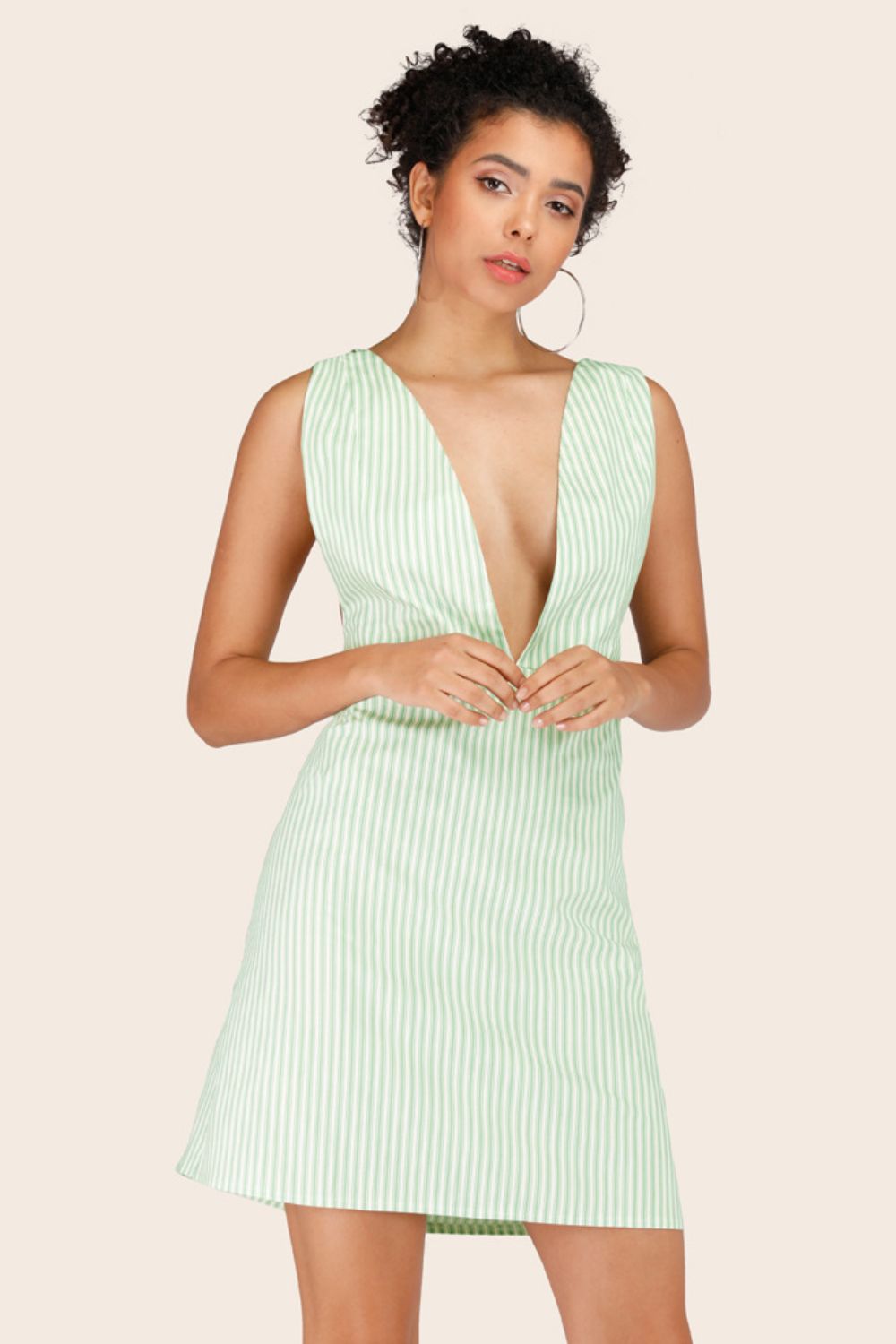Striped Crisscross Deep V Sleeveless Dress - Casual & Maxi Dresses - FITGGINS