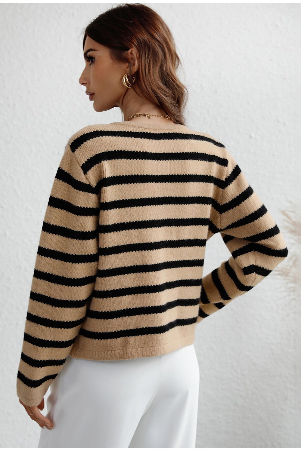 Striped Button Front Cardigan Fitggins