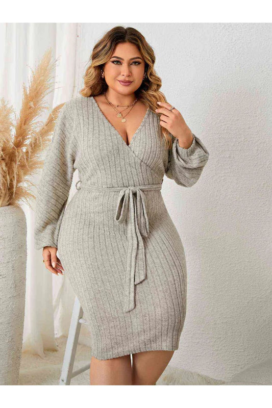 Plus Size Tie Waist Wrap Dress