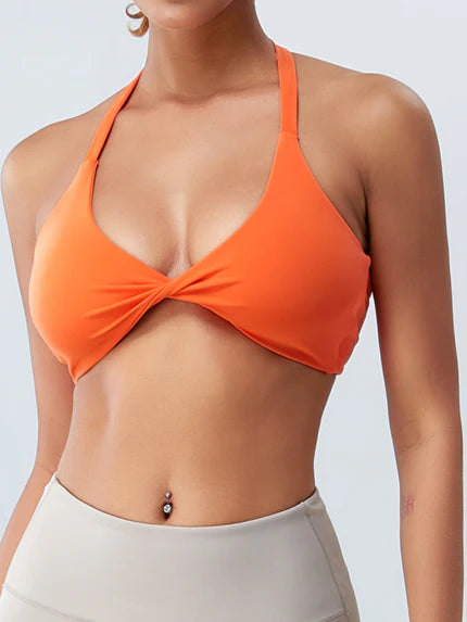 Twisted Halter Neck Active Bra