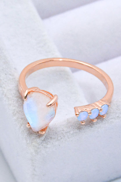 18K Rose Gold-Plated Moonstone Open Ring - Rings - FITGGINS