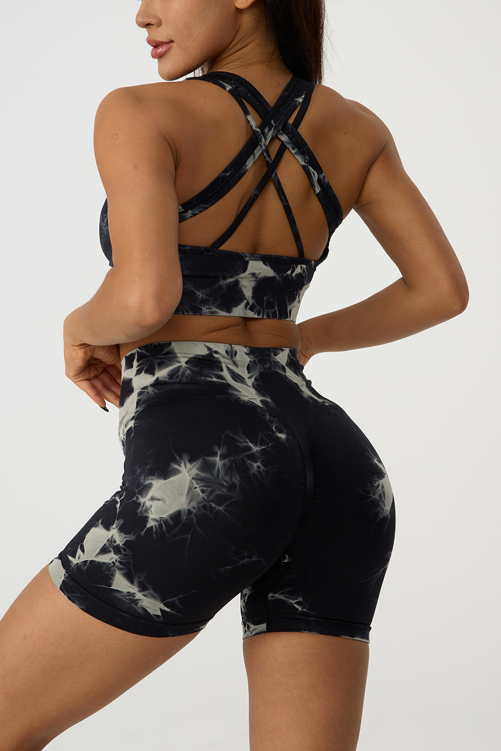 Crisscross Printed Tank and Shorts Active Set - Active Set - FITGGINS
