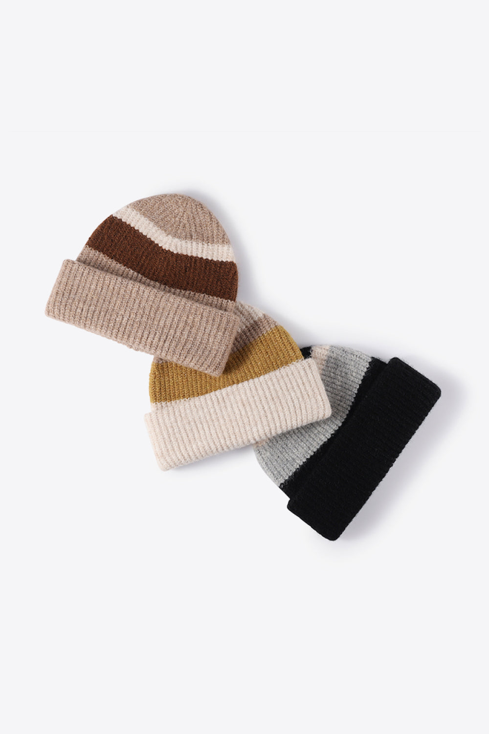 Tricolor Cuffed Knit Beanie - Hats - FITGGINS