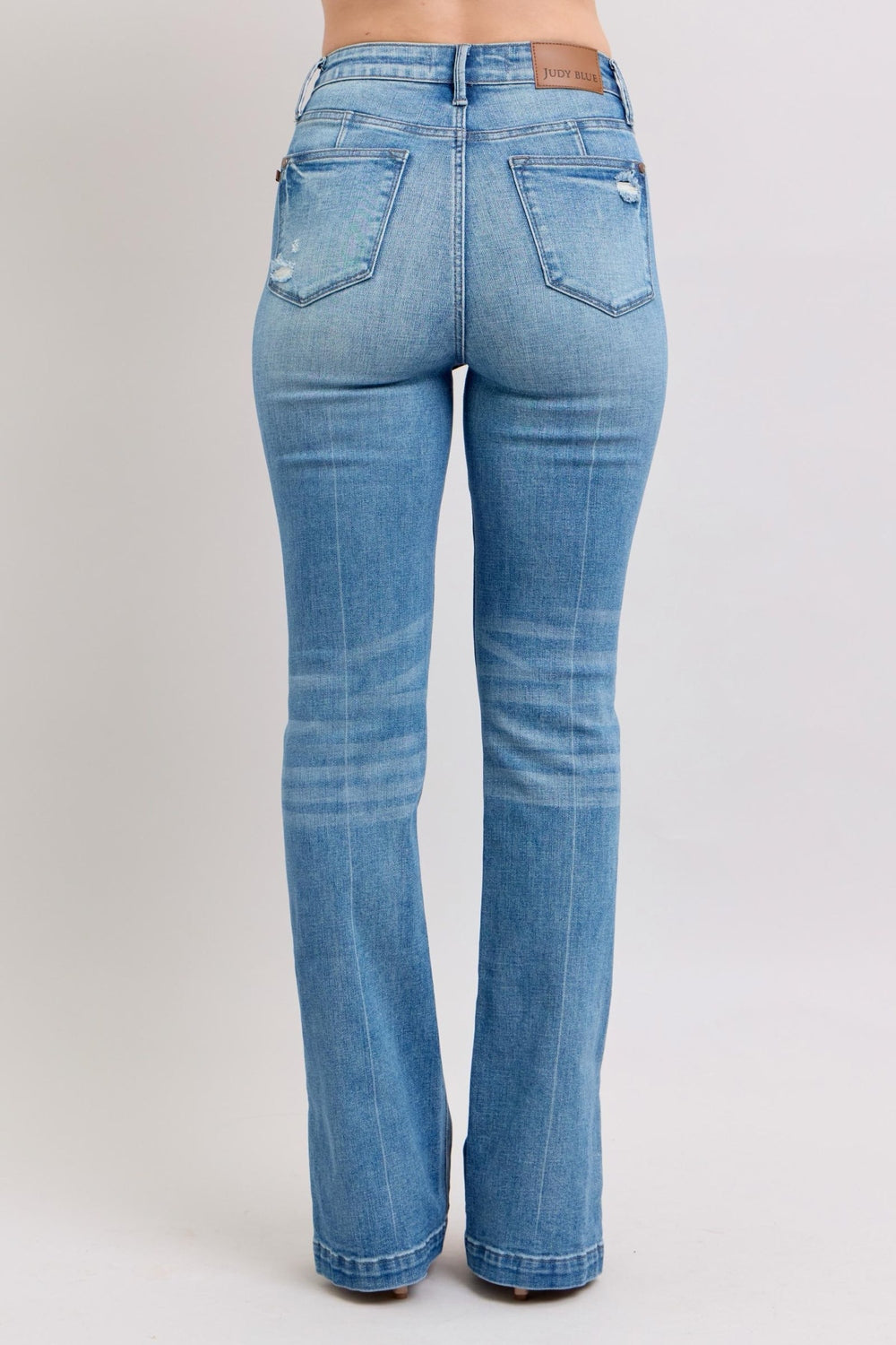 Judy Blue HW Tummy Control Vintage Wash Side Slit Slim Boot Jeans - Jeans - FITGGINS