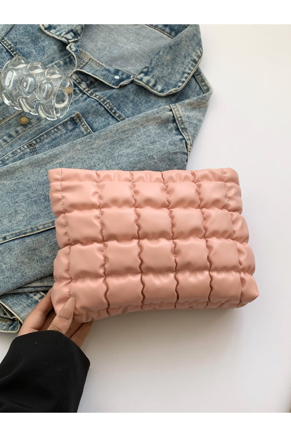 Quilted Plaid Clutch with Zipper - Handbag - FITGGINS