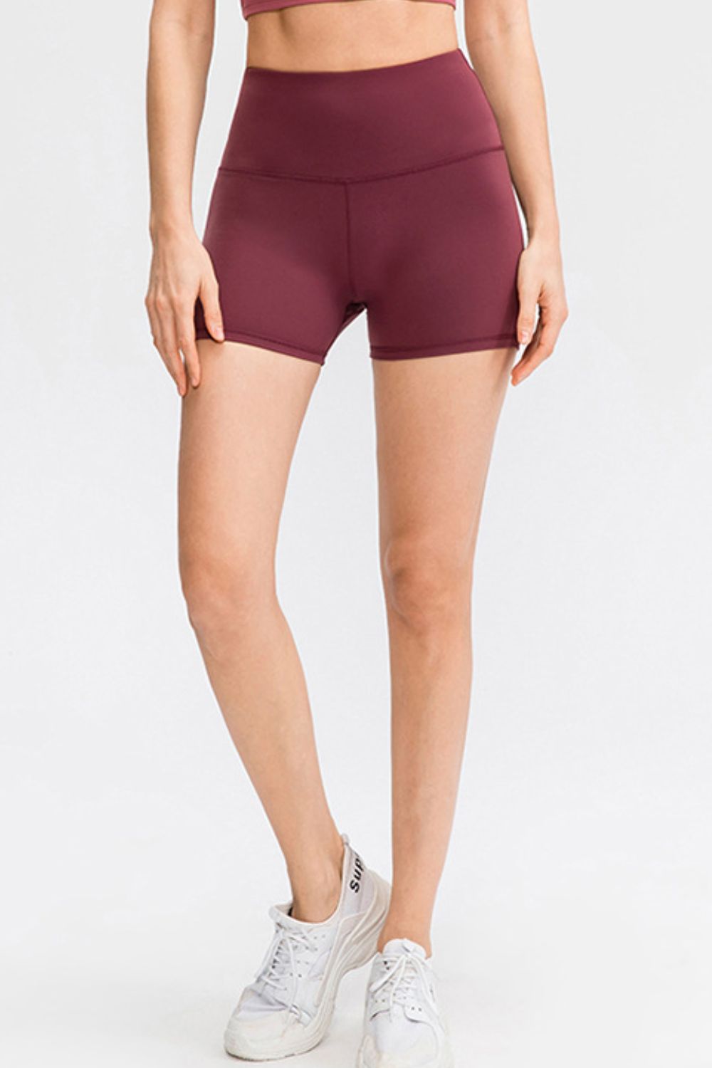 Wide Waistband Sports Shorts Burgundy Fitggins