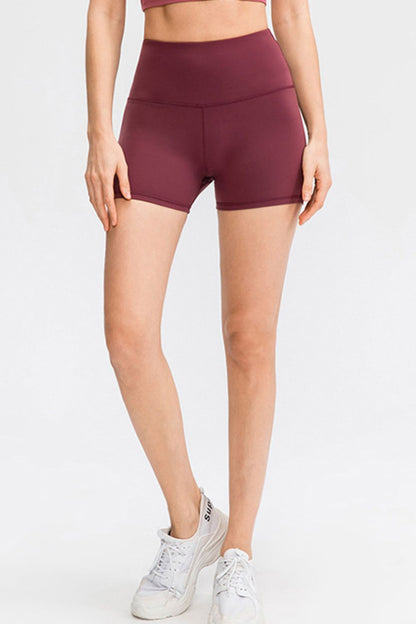 Wide Waistband Sports Shorts Burgundy Fitggins