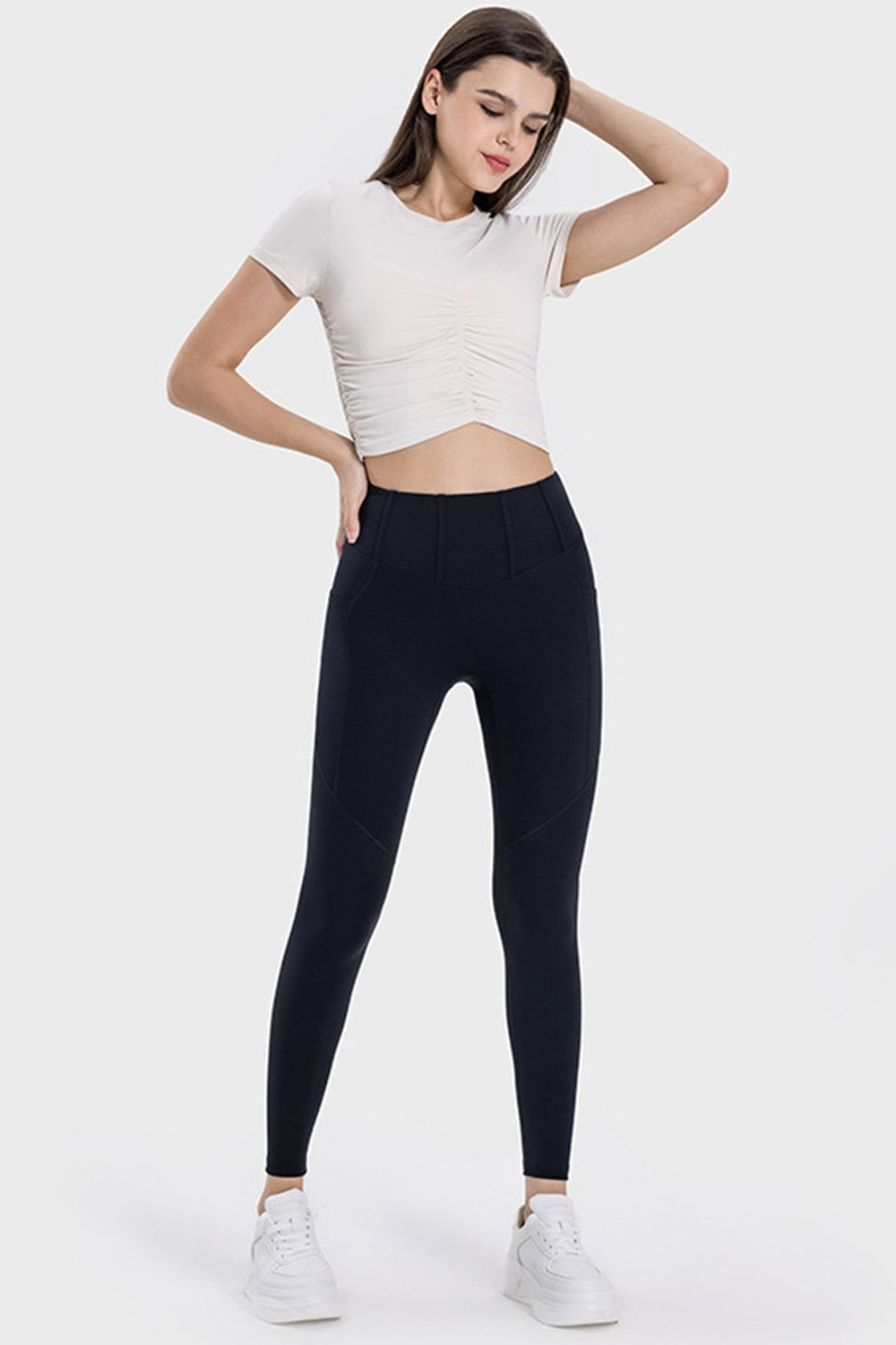 Pocketed High Waist Active Leggings - Leggings - FITGGINS