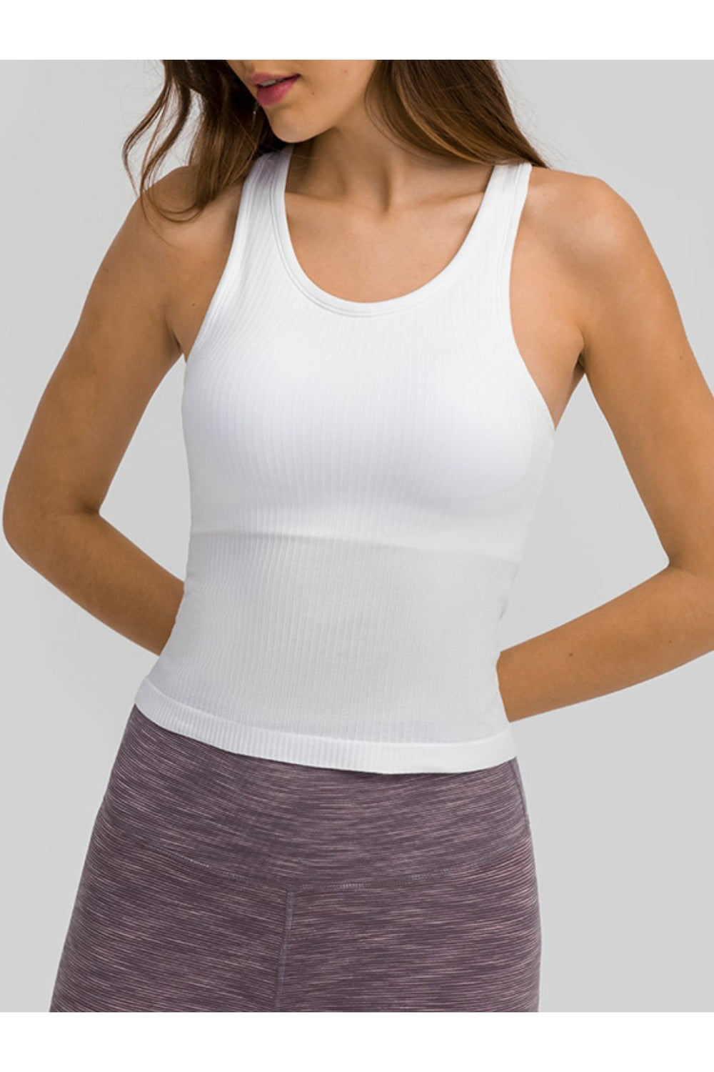 Millennia Round Neck Racerback Active Tank - Crop Tops & Tank Tops - FITGGINS