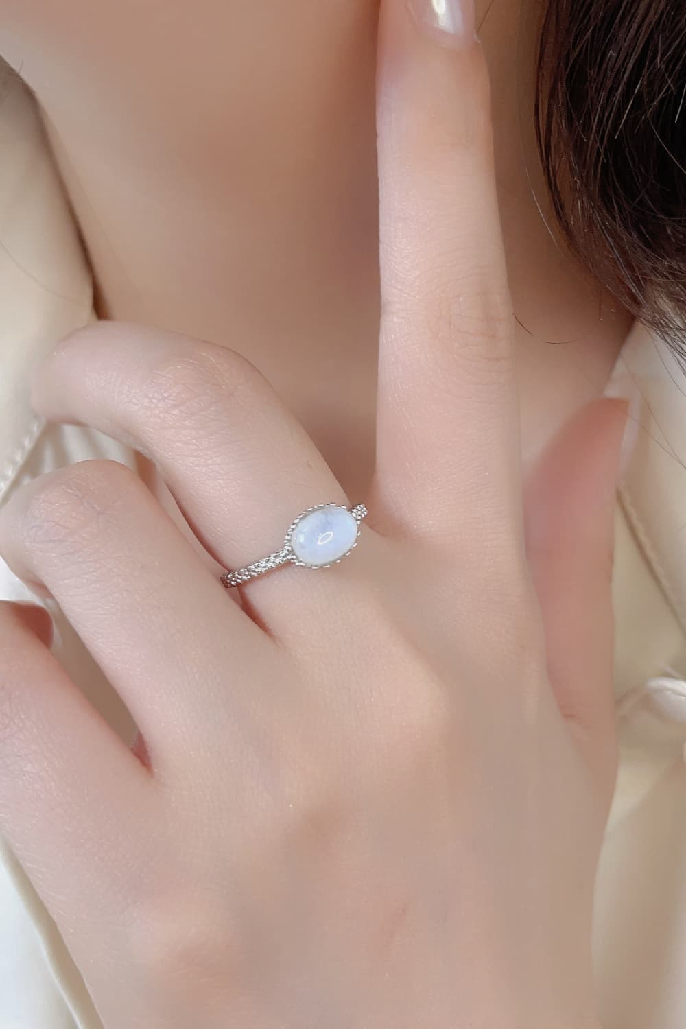 Moonstone 925 Sterling Silver Ring - Rings - FITGGINS