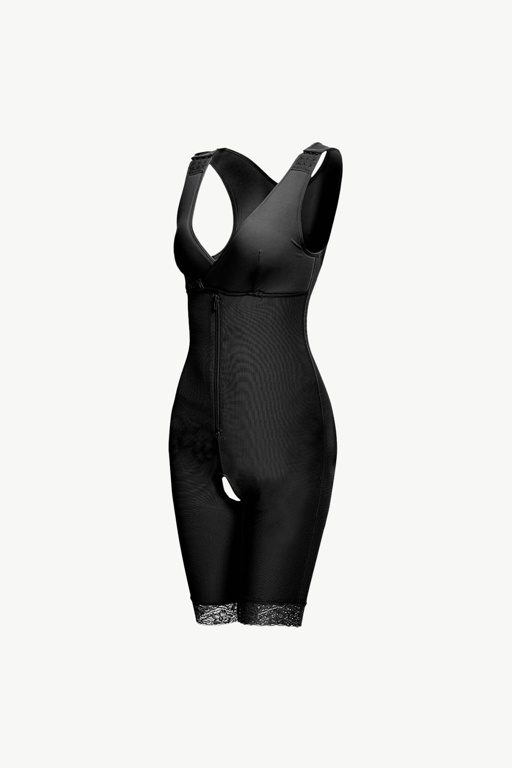 Full Size Lace Trim Shapewear with Zipper Fitggins