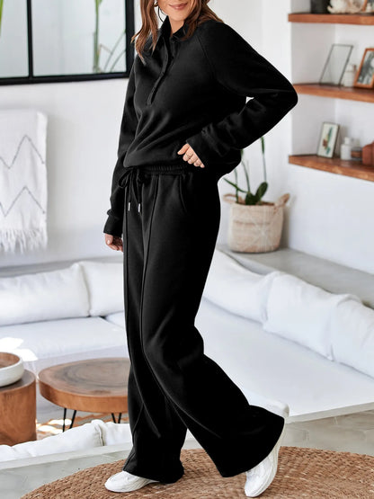 Collared Sweatshirt and High Waist Pants Active Set Fitggins
