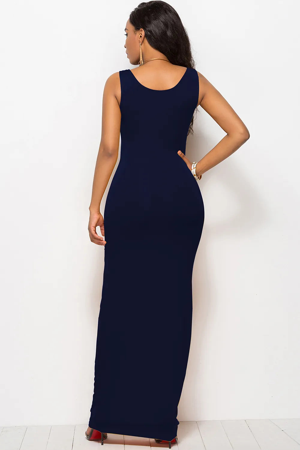 Scoop Neck Wide Strap Maxi Dress Fitggins