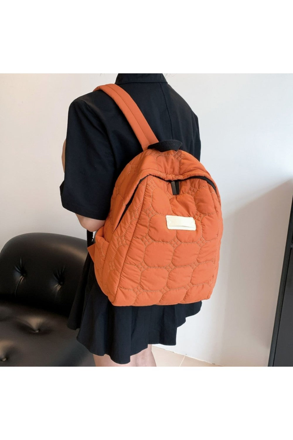 Quilted Polyester Backpack Bag - Handbag - FITGGINS