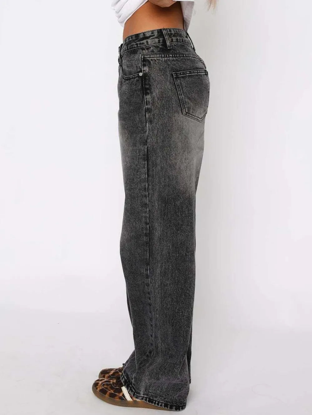 Wide Leg Jeans with Pockets Fitggins