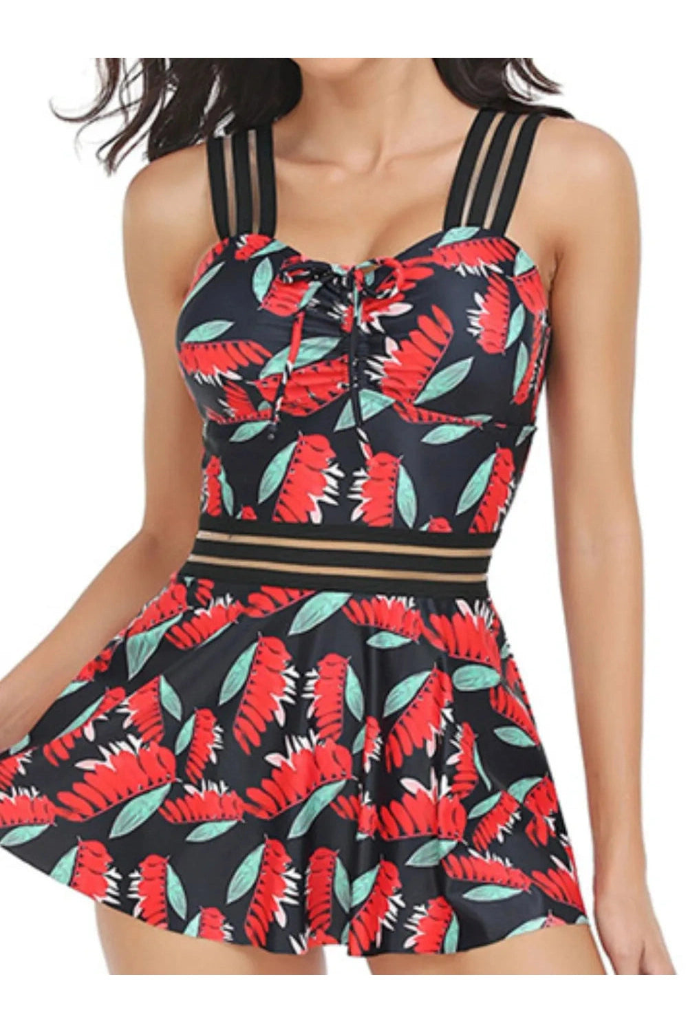Ruched Sweetheart Neck Two-Piece Swim Set Fitggins
