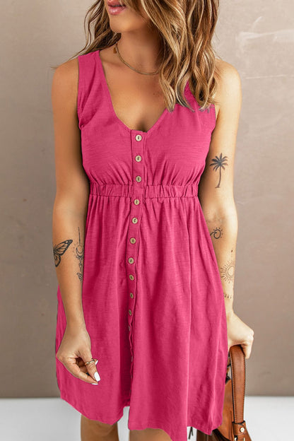 Sleeveless Button Down Mini Magic Dress Very Pink Fitggins